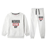 NEVER GIVE UP JUNIOR GIRLS OATMEAL COLOR TRACK SUIT