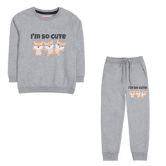 I'M SO CUTE JUNIOR GIRLS GREY HEADER FLEESE TRACK SUIT