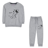 BUTTERFLIES JUNIOR GIRLS GREY HEADER COLOR FLEECE TRACK SUIT