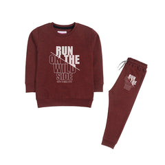 RUN ON THE WILD SIDE JUNIOR BOY BURGUNDY FLEESE TRACK SUIT