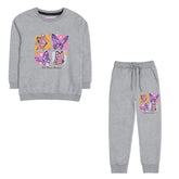 BUTTERFLY JUNIOR GIRLS GREY HEADER COLOR FLEECE TRACK SUIT