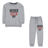 NEVER GIVE UP JUNIOR GIRLS GREY HEADER COLOR TRACK SUIT