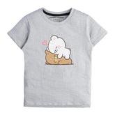GREY PRINTED MILK AND MOCHA GIRLS T.SHIRT