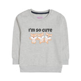 I'M SO CUTE GIRLS OATMEAL SHADE FLEECE SWEAT-SHIRT