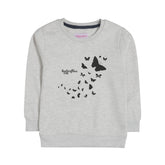 BUTTERFLIES GIRLS OATMEAL SHADE FLEECE SWEAT-SHIRT