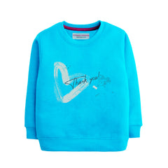 THANK YOU GIRLS SKY BLUE SHADE TERYY FABRIC SWEAT-SHIRT