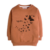 BUTTERFLIES LIGHT BROWN GIRLS LONG SLEEVE SWEAT-SHIRT