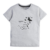 BUTTERFLIES GREY PRINTED GIRLS SHORT SLEEVE T-SHIRT