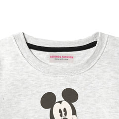 KAFI CUTE MINNIE JUNIOR GIRLS OATMEAL COLOR FLEECE TRACK SUIT