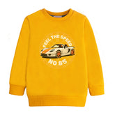 FEEL THE SPEED PRINTED MUSTERED FLEECE SWEATSHIRT