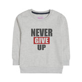 NEVER GIVE UP OATMEAL BOYS LONG SLEEVE SWEAT-SHIRT