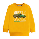 MUSCLE GARAGE PRINTED MUSTERED FLEECE SWEATSHIRT