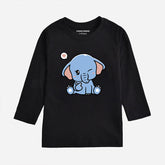 BABY ELEPHANT JET BLACK GIRLS LONG SLEEVE T-SHIRT