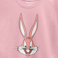 DIGITAL PRINTED BUG BUNNY JUNIOR TICKLED PINK COLOR GIRLS T.SHIRT