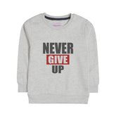 NEVER GIVE UP GIRLS OATMEAL SHADE FLEECE SWEAT-SHIRT