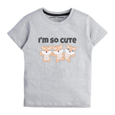 GREY PRINTED I'M CUTE JUNIOR GIRLS T.SHIRT