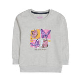 BUTTERFLY GIRLS OATMEAL SHADE FLEECE SWEAT-SHIRT