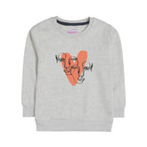 HEART GIRLS OATMEAL SHADE FLEECE SWEAT-SHIRT