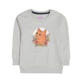 CUTE CAT GIRLS OATMEAL SHADE FLEECE SWEAT-SHIRT