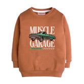 MUSCLE GARAGE LIGHT BROWN COLOR BOYS LONG SLEEVE SWEAT-SHIRT