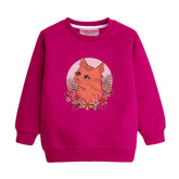 CUTE CAT RED GIRLS LONG SLEEVE SWEAT-SHIRT