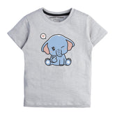 BABY ELEPHANT GREY PRINTED GIRLS SHORT SLEEVE T-SHIRT