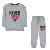 NEVER GIVE UP JUNIOR BOY GREY HEADER TRACK SUIT