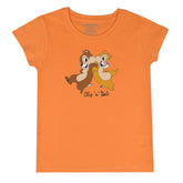 ORANGE PRINTED CHIP & DALE JUNIOR CANARY GIRLS T.SHIRT