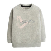 Printed Junior Grey Header Color Girls Long Sleeve Sweat-Shirt