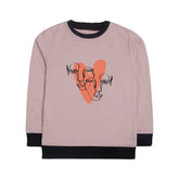 HEART JUNIOR PINK HEADER COLOR GIRLS LONG SLEEVE SWEAT-SHIRT