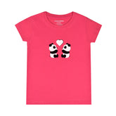 CUTE PANDA PRINTED PARADISE PINK GIRLS SHORT SLEEVE T-SHIRT
