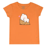 ORANGE PRINTED MILK & MOCHA JUNIOR CANARY GIRLS T.SHIRT