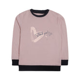 Digital Printed Junior Pink Header Color Girls Long Sleeve Sweat-Shirt