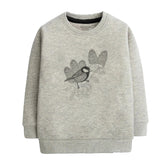 Printed Junior Grey Header Color Girls Long Sleeve Sweat-Shirt