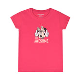 PARADISE PINK PRINTED MINNIE MOUSE STAY AWESOME GIRLS T.SHIRT
