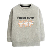 I'M SO CUTE JUNIOR GREY HEADER COLOR GIRLS LONG SLEEVE SWEAT-SHIRT