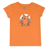 ORANGE PRINTED CUTE CAT JUNIOR BLAZING GIRLS T.SHIRT