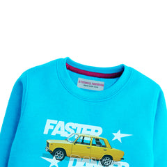 FASTER DANGER SKY BLUE COLOR BOYS TERYY FABRIC SWEAT-SHIRT