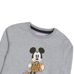 KAFI CUTE JUNIOR GIRLS GREY HEADER COLOR FLEECE TRACK SUIT