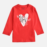 DIGITAL PRINTED HEART CALIGRAPHY JUNIOR FEISTA COLOR GIRLS LONG SLEEVE T.SHIRT