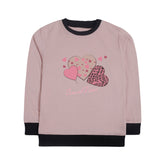 Digital Printed Junior Pink Header Color Girls Long Sleeve Sweat-Shirt