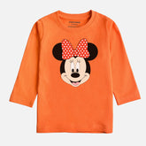 DIGITAL PRINTED MINNIE JUNIOR MOCK ORANGE COLOR GIRLS LONG SLEEVE T.SHIRT
