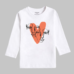 Digital Printed Heart Caligraphy Junior Girls Long Sleeve T.Shirt