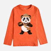 PIRATE PANDA JUNIOR BOYS ORANGE LONG SLEEVE T-SHIRT