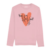 DIGITAL PRINTED HEART CALIGRAPHY JUNIOR TICKLED PINK COLOR GIRLS LONG SLEEVE T.SHIRT