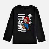 DIGITAL PRINTED SUPER MARIO JET BLACK BOYS LONG SLEEVE T.SHIRT