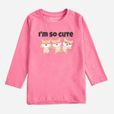I’M CUTE JUNIOR COSMOS PINK COLOR GIRLS LONG SLEEVE T-SHIRT