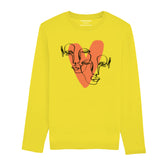 DIGITAL PRINTED HEART CALIGRAPHY JUNIOR BLAZING YELLOW COLOR GIRLS LONG SLEEVE T.SHIRT