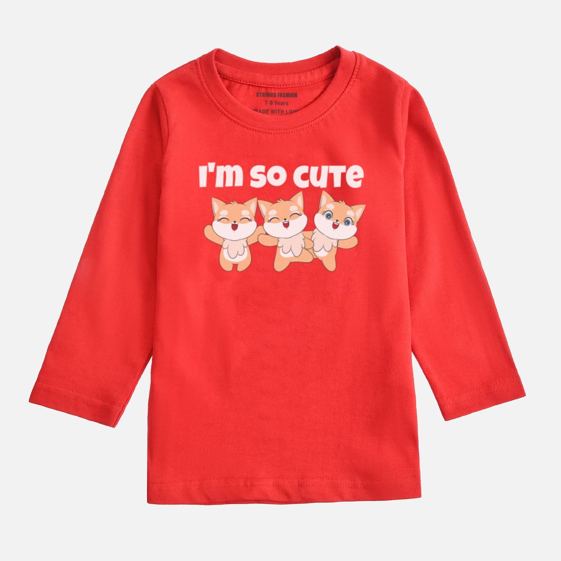 Digital Printed I m Cute Junior Girls Long Sleeve T.Shirt 2 YRS