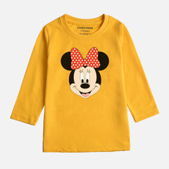 MINNIE JUNIOR CANARY YELLOW COLOR GIRLS LONG SLEEVE T-SHIRT